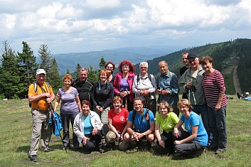 Část naší výpravy na vrchu Klimczok (VČ)