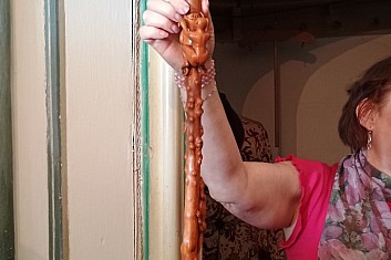 Vzácná vycházková hůl - je na ní vyřezán Darwinův evoluční vývoj.
